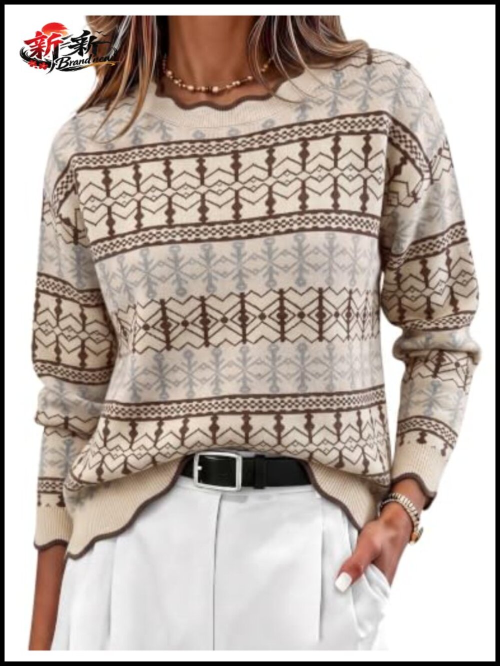 Zeagoo Women's Fall Winter Loose Fit Pullover Knit Sweater, Long Sleeve Crew